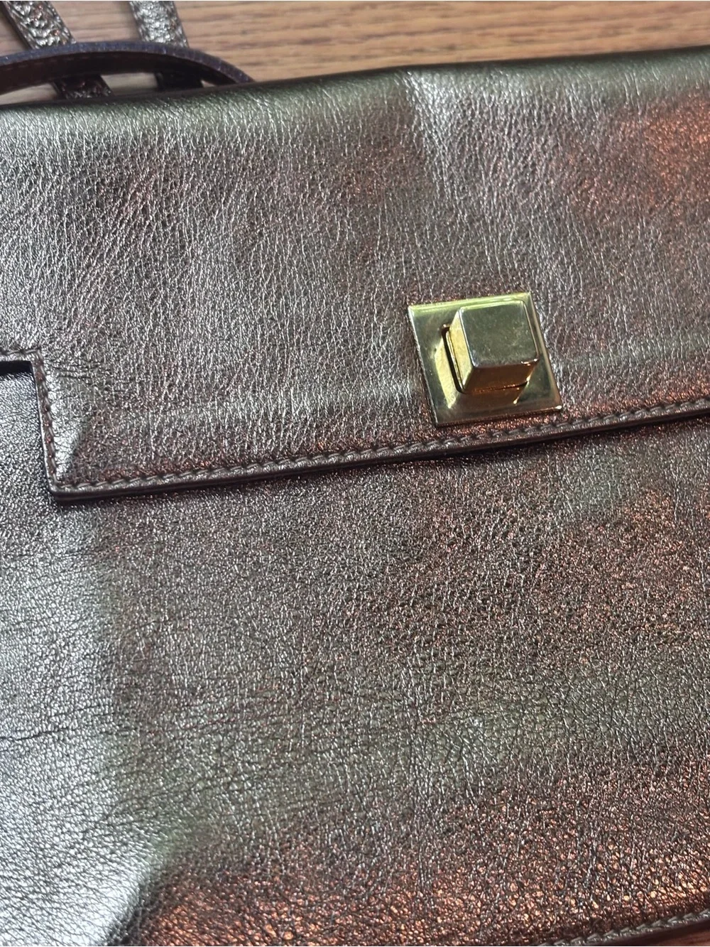 Vintage Furla Metallic Leather Crossbody Clutch Y2K Italian Designer Bag